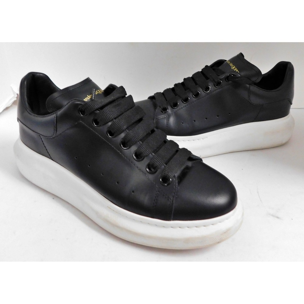 Alexander McQueen Oversized Black Leather White Sole Platform Sneaker sz 40 US 8